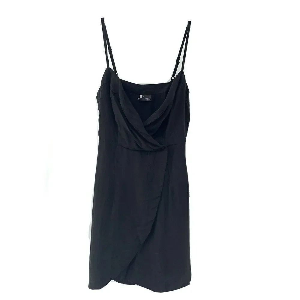 Sparkle & Fade Black Draped V Neck Tank Tunic XS
